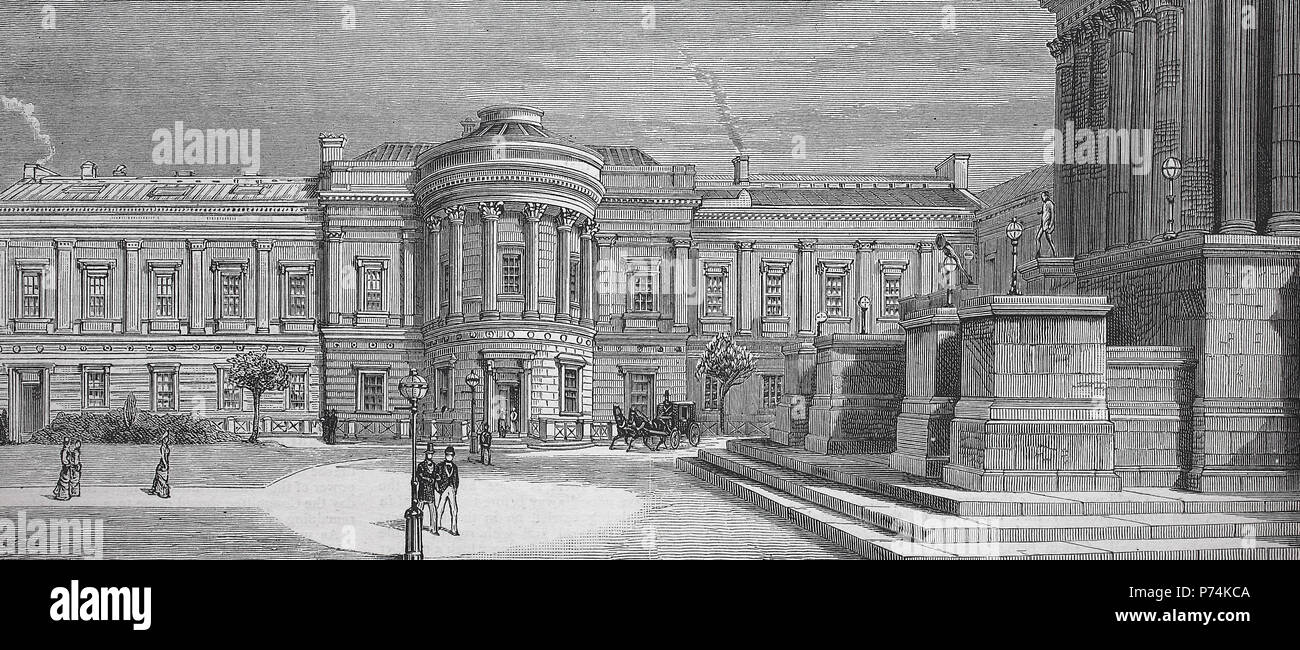 Ouverture des nouveaux bâtiments de l'Université College de Londres, en Angleterre, l'amélioration numérique reproduction à partir d'un tirage original de l'année 1881 Banque D'Images
