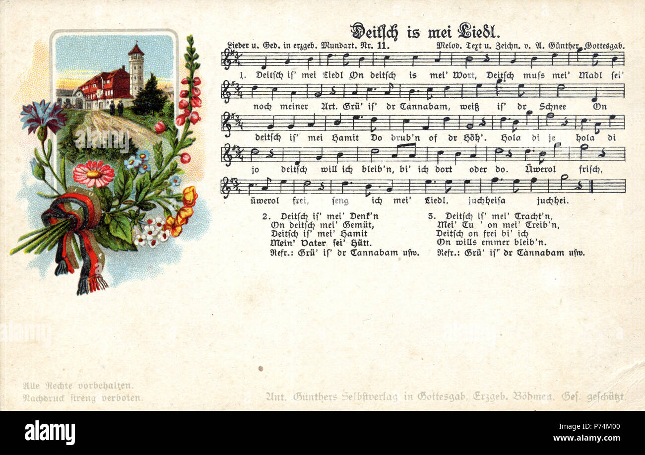 Anglais : Deitsch est mei Liedl, 1917 schwarz-rot-goldene Schleife . 1917211 - Deitsch est mei Liedl (1917 - gmp) Banque D'Images