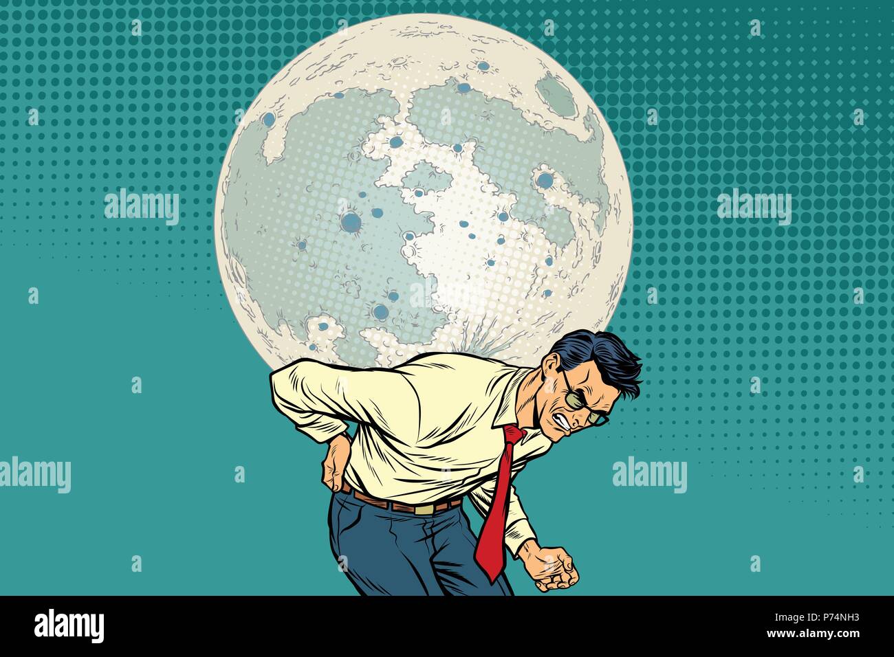 Homme porte grande lune Illustration de Vecteur