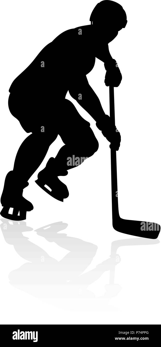 Silhouette de Hockey sur Glace Illustration de Vecteur