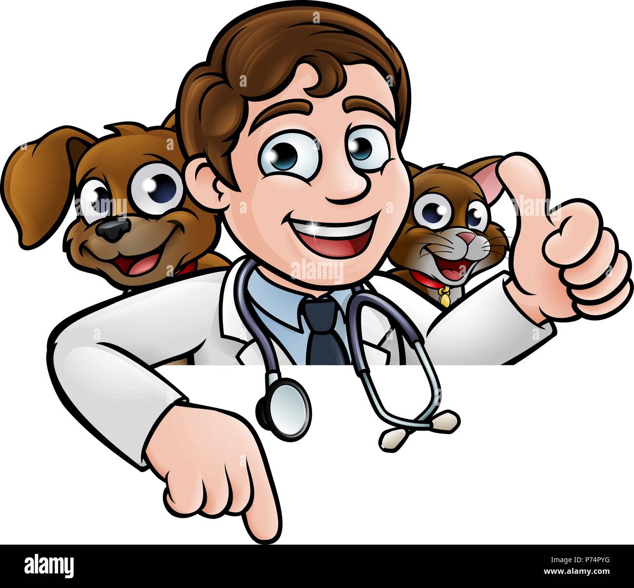 Cartoon Chat Chien vétérinaire et caractères Sign Illustration de Vecteur