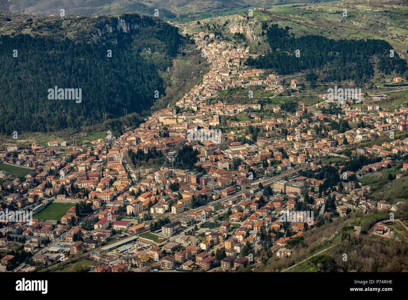 Vue aérienne de Tagliacozzo, Abruzzes Banque D'Images