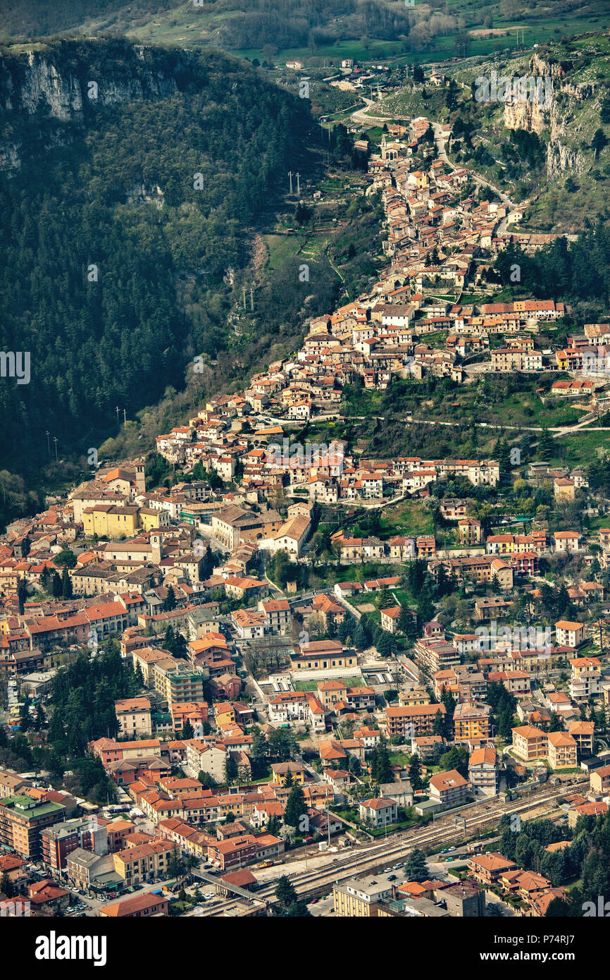 Vue aérienne de Tagliacozzo, Abruzzes Banque D'Images