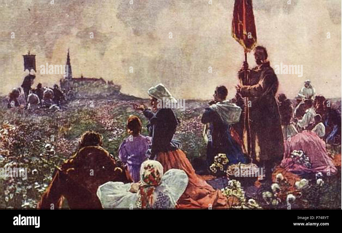 Anglais : Pèlerins à Jasna Gora (carte postale) . 1914 Stasiak-Pilgrims 218 Banque D'Images