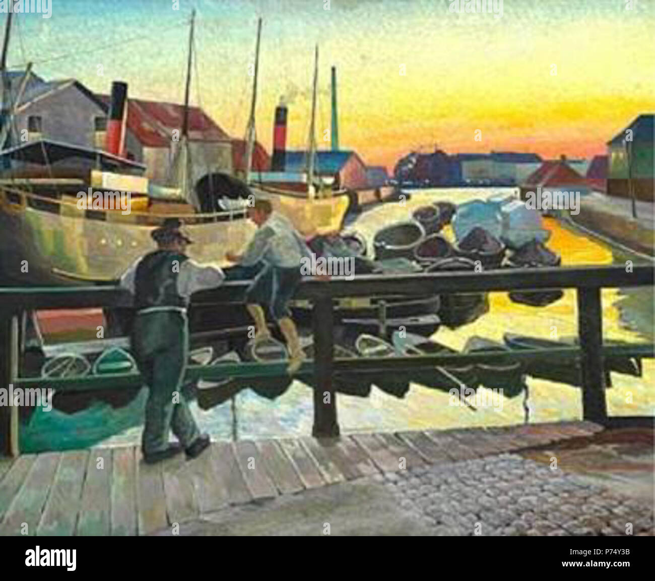 Anglais : bateaux à quai dans Christiania . 1908 53 Weie-Boats Banque D'Images