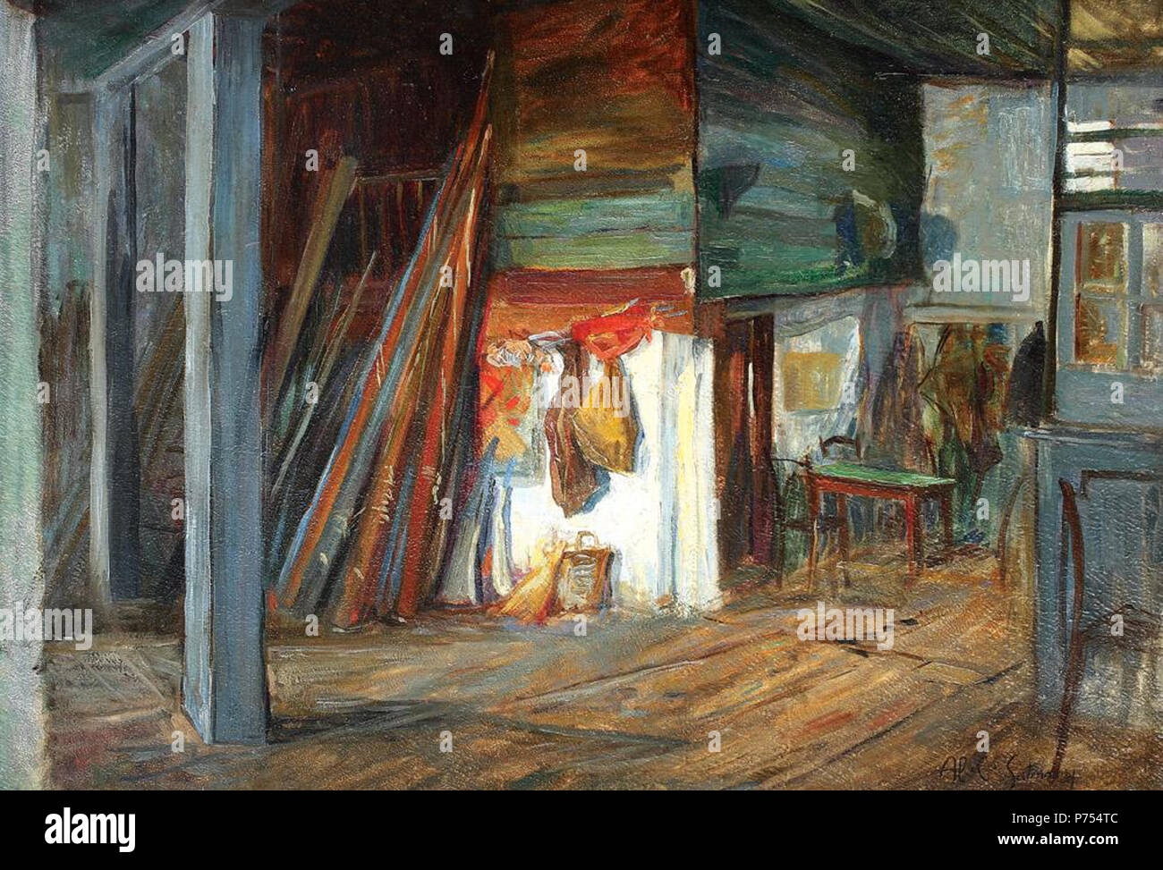 Alexandru Szathmary - Peisaj cu, desagi semnat dreapta jos în, creion ulei pe carton, 51x73.5cm. 8 Alexandru Szathmary - Peisaj cu desagi Banque D'Images