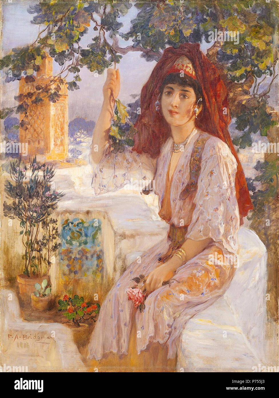 English : Frederick Arthur Bridgman : Jeune femme de Tlemcen, Algérie (huile sur toile, 67 x 42 cm) . 27 novembre 2013, 07:52:23 12 Arthur Bridgman, jeune femme de Tlemcen Banque D'Images