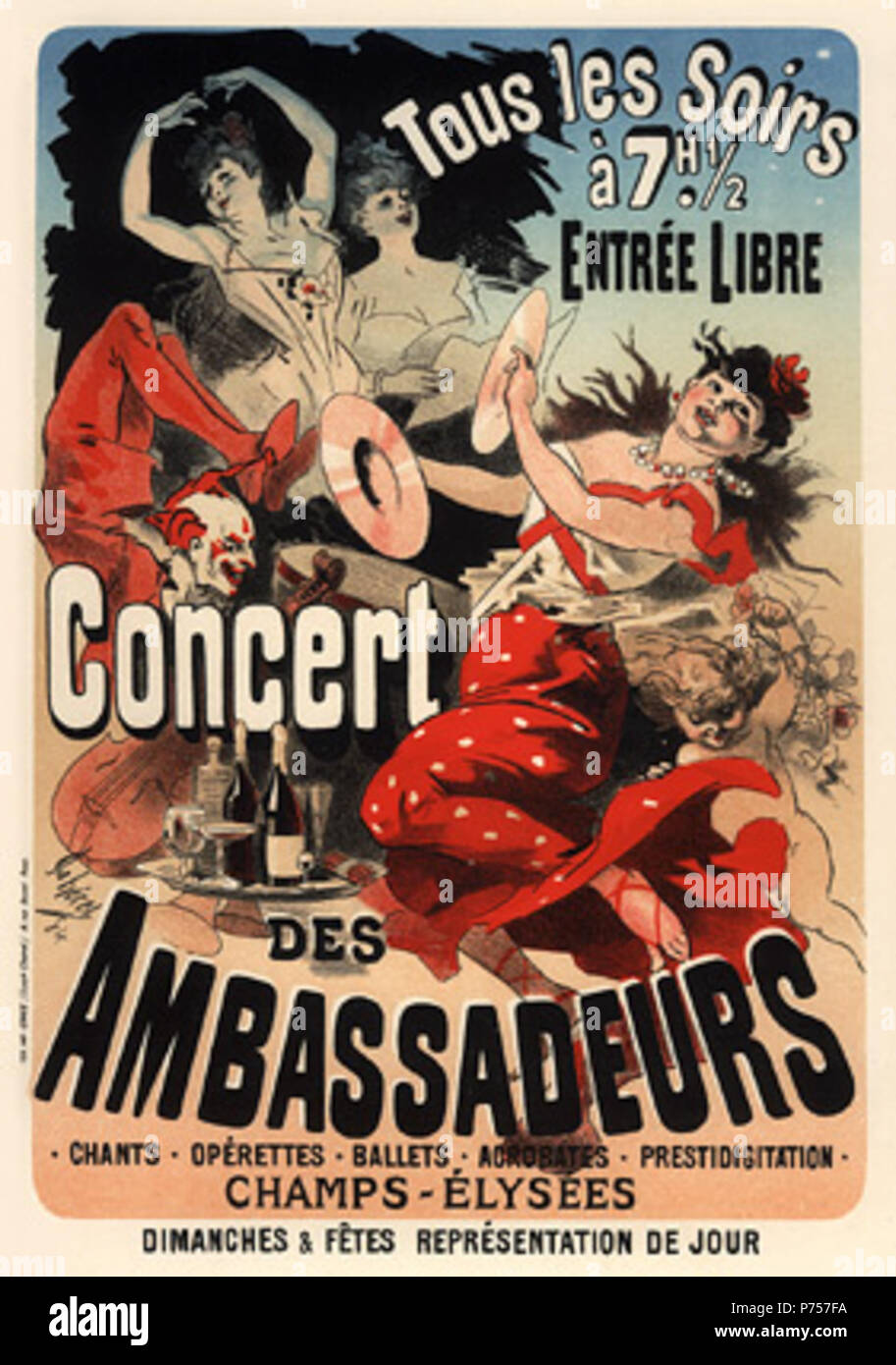 . Entre 1896 et 1900, Jules Cheret 26 - Concert des Ambassadeurs (PL 165) Banque D'Images
