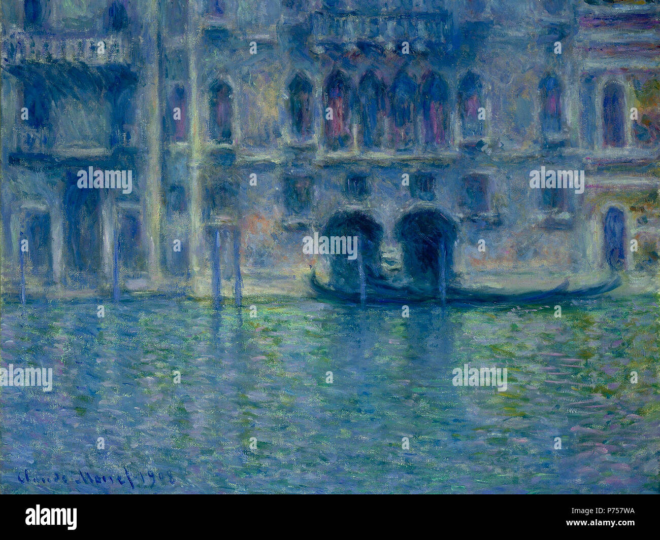 . Deutsch : Palazzo Da Mula Morosini à Venise Italiano : Il piano Terra e il primo piano di Palazzo Da Mula Morosini. Si scorge anche parte di Palazzo Centani Morosini. 1908 27 Claude Monet - Palazzo da Mula à Venise 1908 Banque D'Images