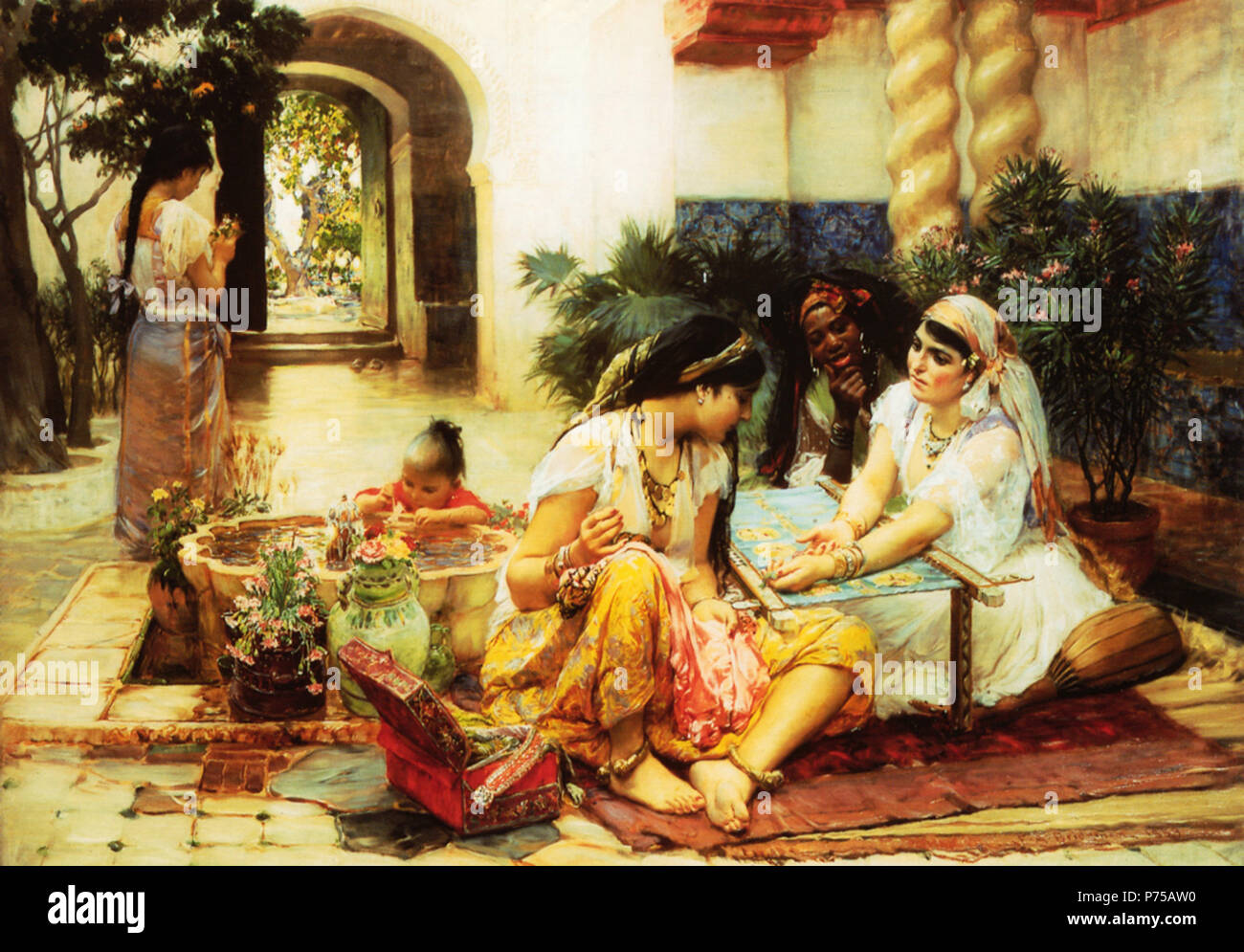 . Anglais : Dans un village El Biar Algérie : - 188919, Frederick Arthur Bridgman - Dans un village El Biar Algérie - 1889 Banque D'Images