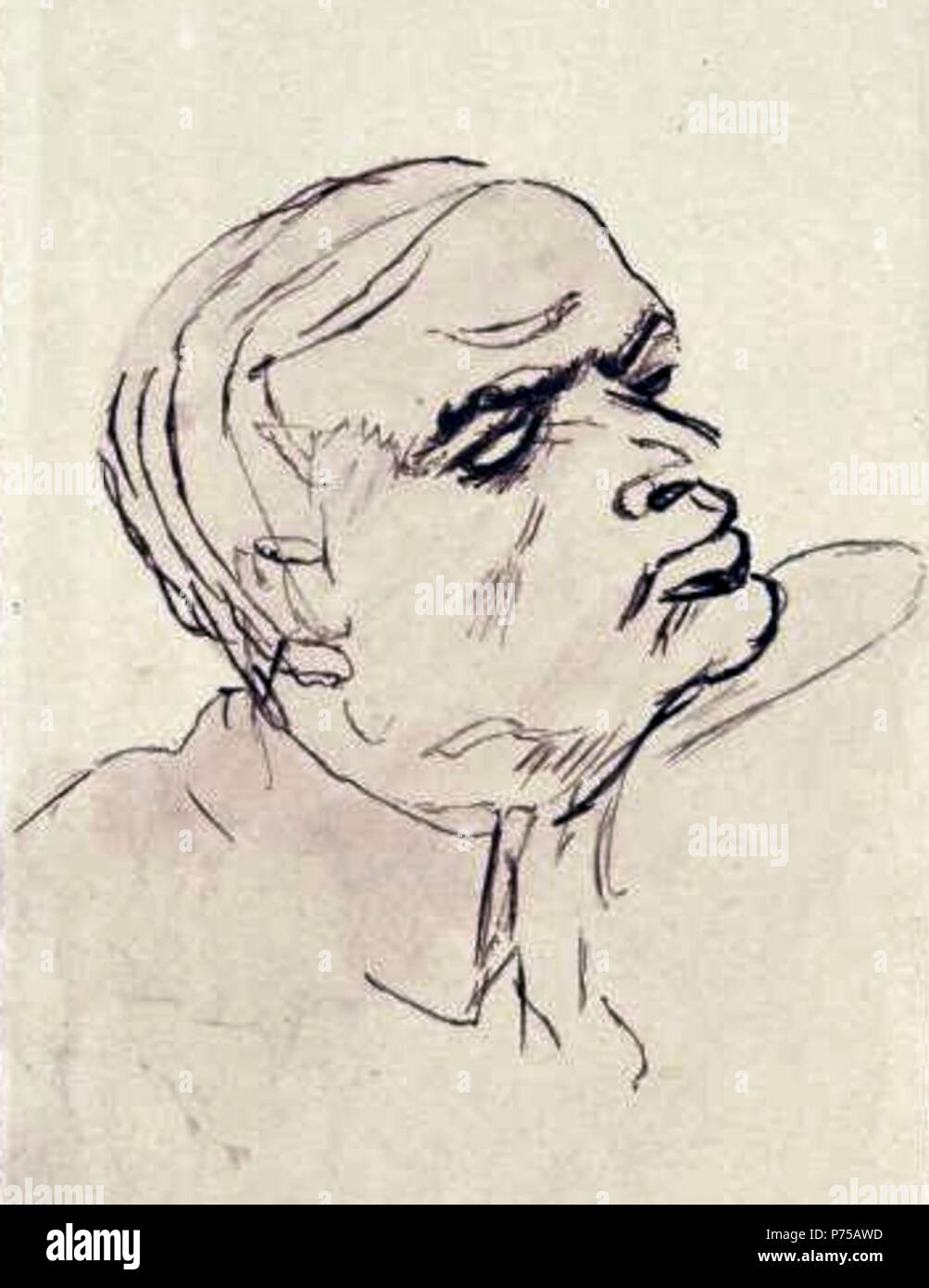 Anglais : violoniste polonais Bronisaw Huberman (1882-1947) par Emil Orlik (1870-1932). Légende originale : 'Bronisaw Huberman, du croquis original, fait tout en jouant dans une salle de Berlin, par le professeur Emil Orlik. Mai 1921'. 19 mai 1921 Bronislaw Huberman par Emil Orlik Banque D'Images