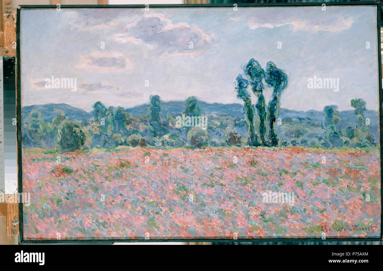 . Anglais : champ de coquelicots Polski : Pole nowy 1890 166 Monet Claude - champ de coquelicots Banque D'Images