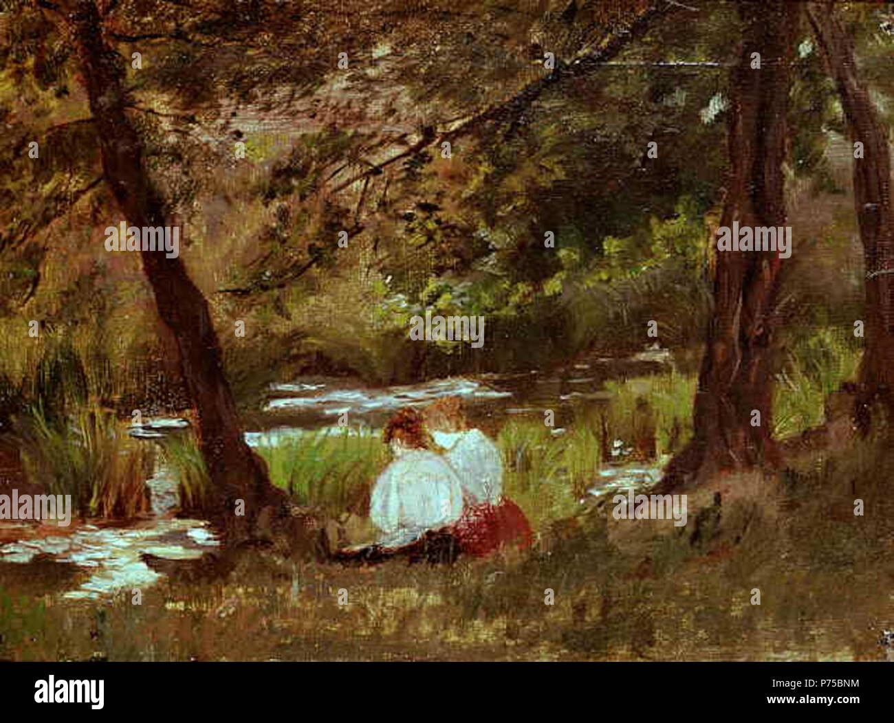 Deutsch : Urheber : Mary Cassatt, Zwei Frauen sitzende suis bewaldeten Strom, 1869, Paris, eština Privatsammlung : Autor : Mary Cassatt, Dv oáza sedící u l ; l'année de la peinture . 5 février 2005 (date d'origine) 23 Cassat3 Banque D'Images