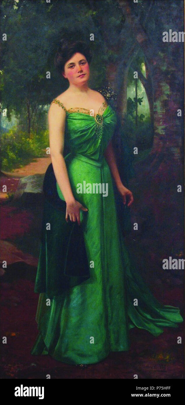 Anglais : peinture à l'huile de son épouse Eleanor Kaiikilanialliiwahineopuna Kaikilani () Coney Vos par Hubert Vos, donnés à la Société historique de Kauai en 1997 par Richard Penhallow de Kamuela, Hawai'i. Son épouse, Olive McKeever, reçu la peinture de sa mère, qui l'avait reçu en cadeau d'Kaikilani. Peint en 1900, il montre un Kaikilani article dans les jardins de sa maison, rue Nawiliwili que vous suivrez 86,25 x 41,75 in. . 1900141 Hubert Vos, Kaikilani, 1900 Banque D'Images