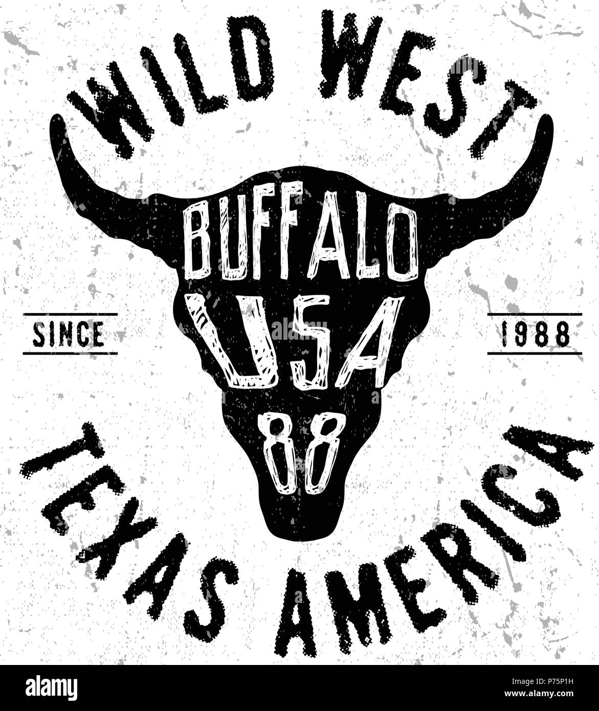 Buffalo Texas graphique impression tee Illustration de Vecteur