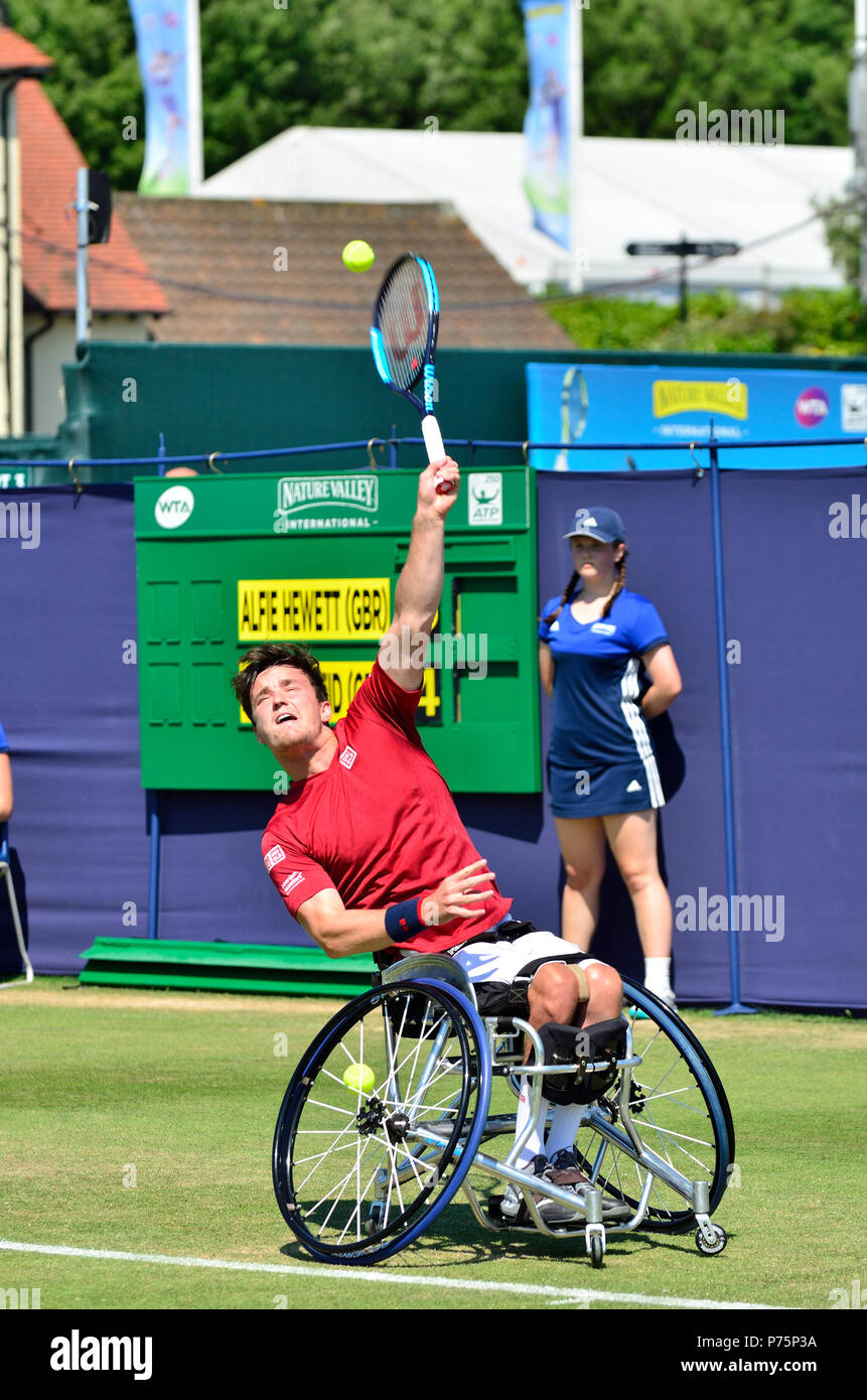 Gordon Reid (GO) jouer dans un match de tennis en fauteuil roulant de démonstration au cours de la Nature Valley International, 29 juin 2018 Eastbourne Banque D'Images