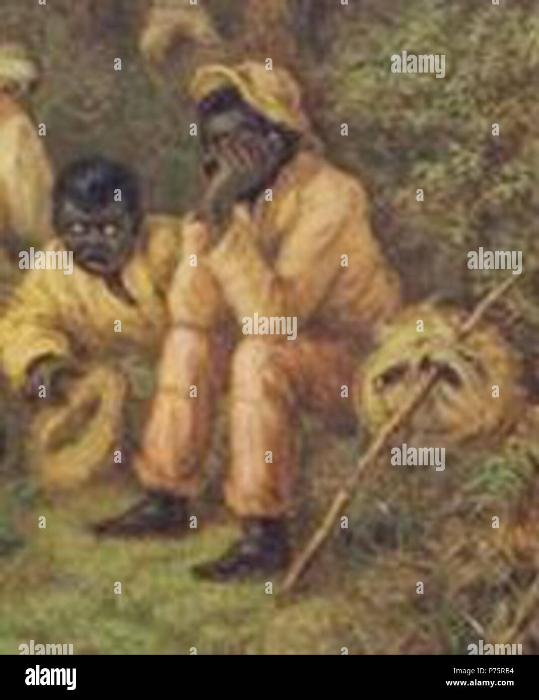 Les esclaves en fuite dans le Dismal Swamp, Virginia (gros plan, vue partielle) - par David Edward Cronin, 1888. huile sur toile Q296955/Q4259259 , 17 x 14 in. Tableau représentant l'ère d'avant la guerre civile de l'esclavage en Virginie, d'esclaves afro-américains dans le Great Dismal Swamp marrons. Sur l'affichage à la New York Historical Society. . 1888 Swamp-Fugitive 131 esclaves Ausschnitt Great Dismal Banque D'Images