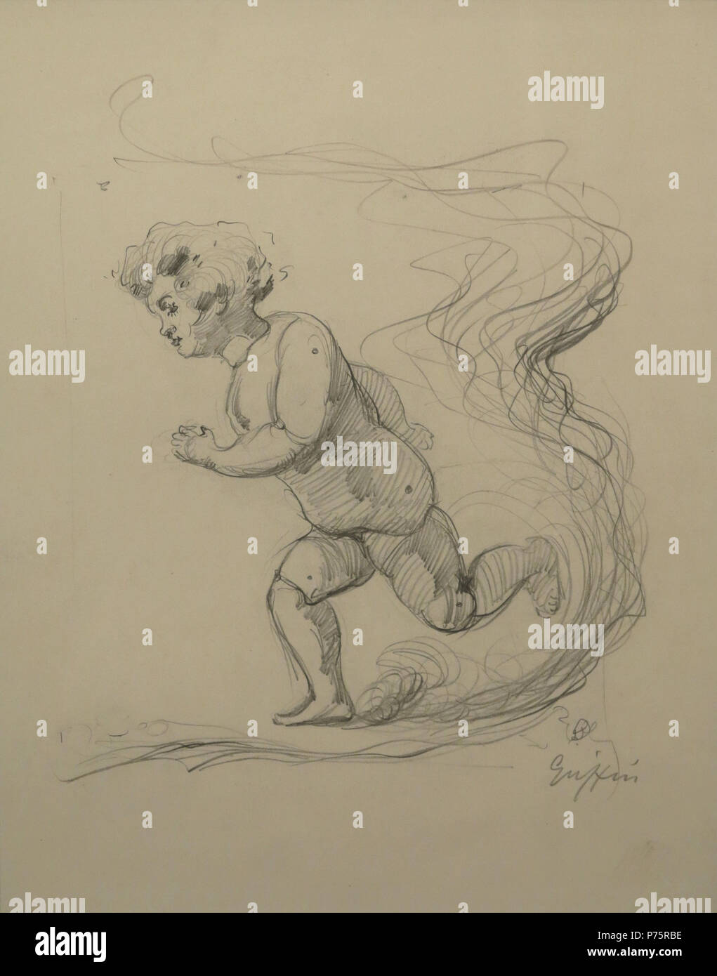 Anglais : étude de Doll par Walter Griffin, graphite sur papier, 10,75 x 8,1 pouces . N/A 131 Étude de Doll par Walter Griffin, graphite Banque D'Images