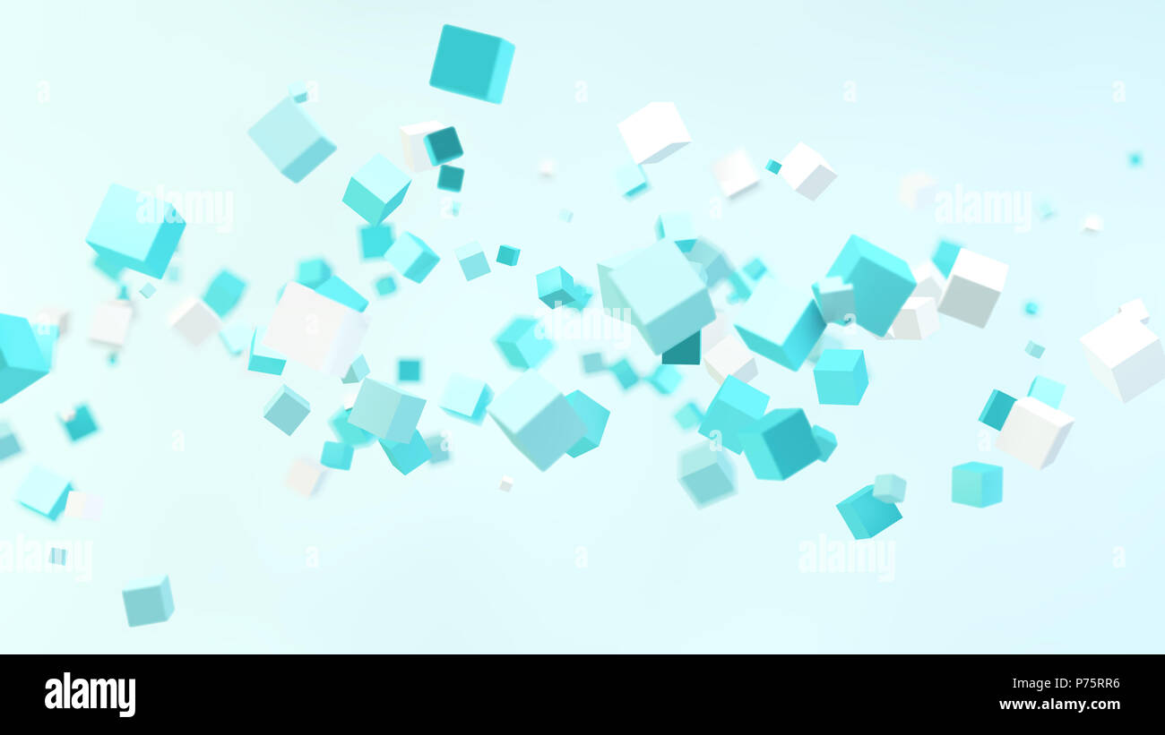 Cubes de rendu 3D de base flottante Banque D'Images