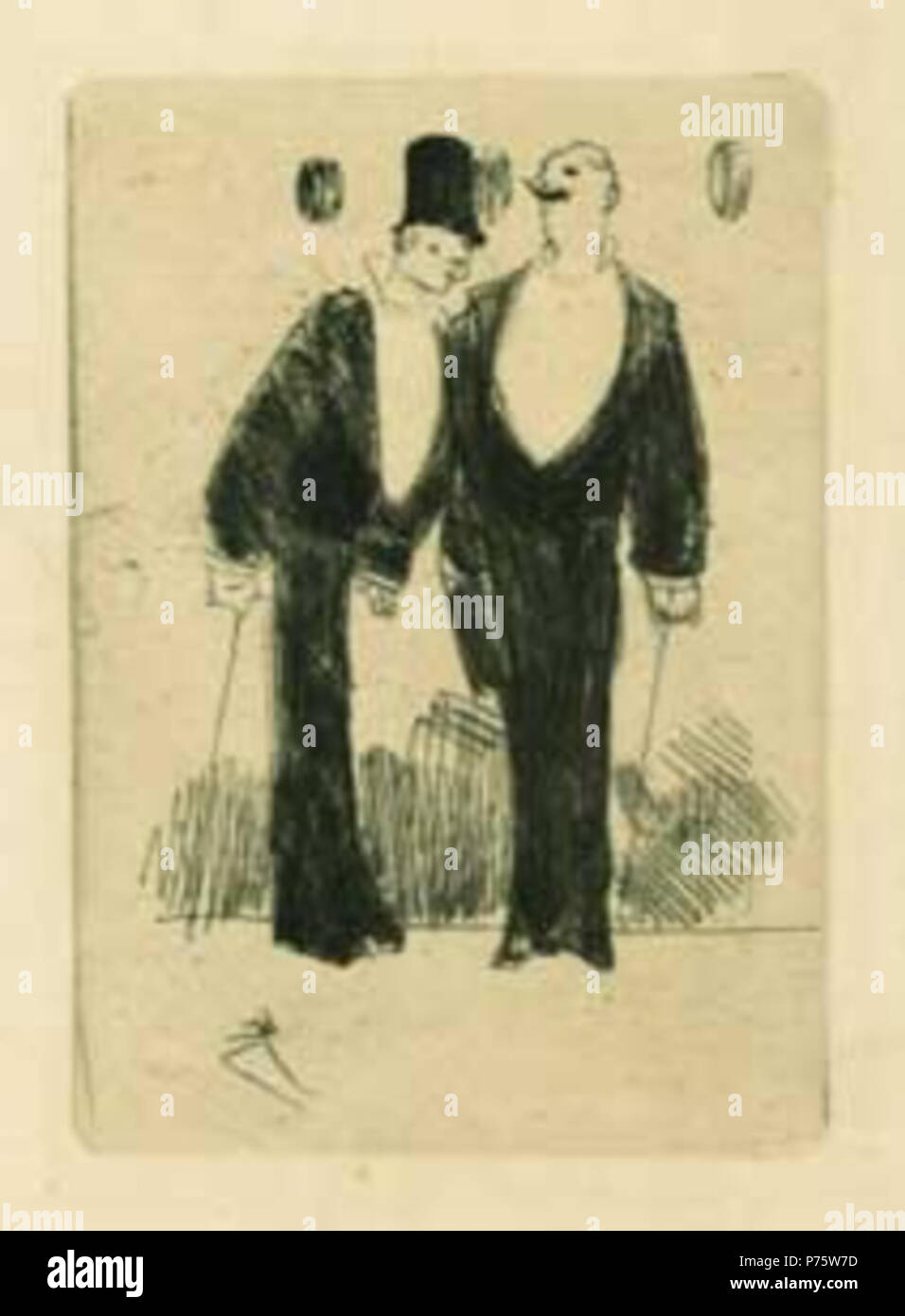 'Les Deux Gommeux' ('Les deux dandys'). Eau-forte par l'artiste français Jean-Louis Forain (1852-1931) . 147 1876 Jean-Louis Forain - Les deux gommeux Banque D'Images