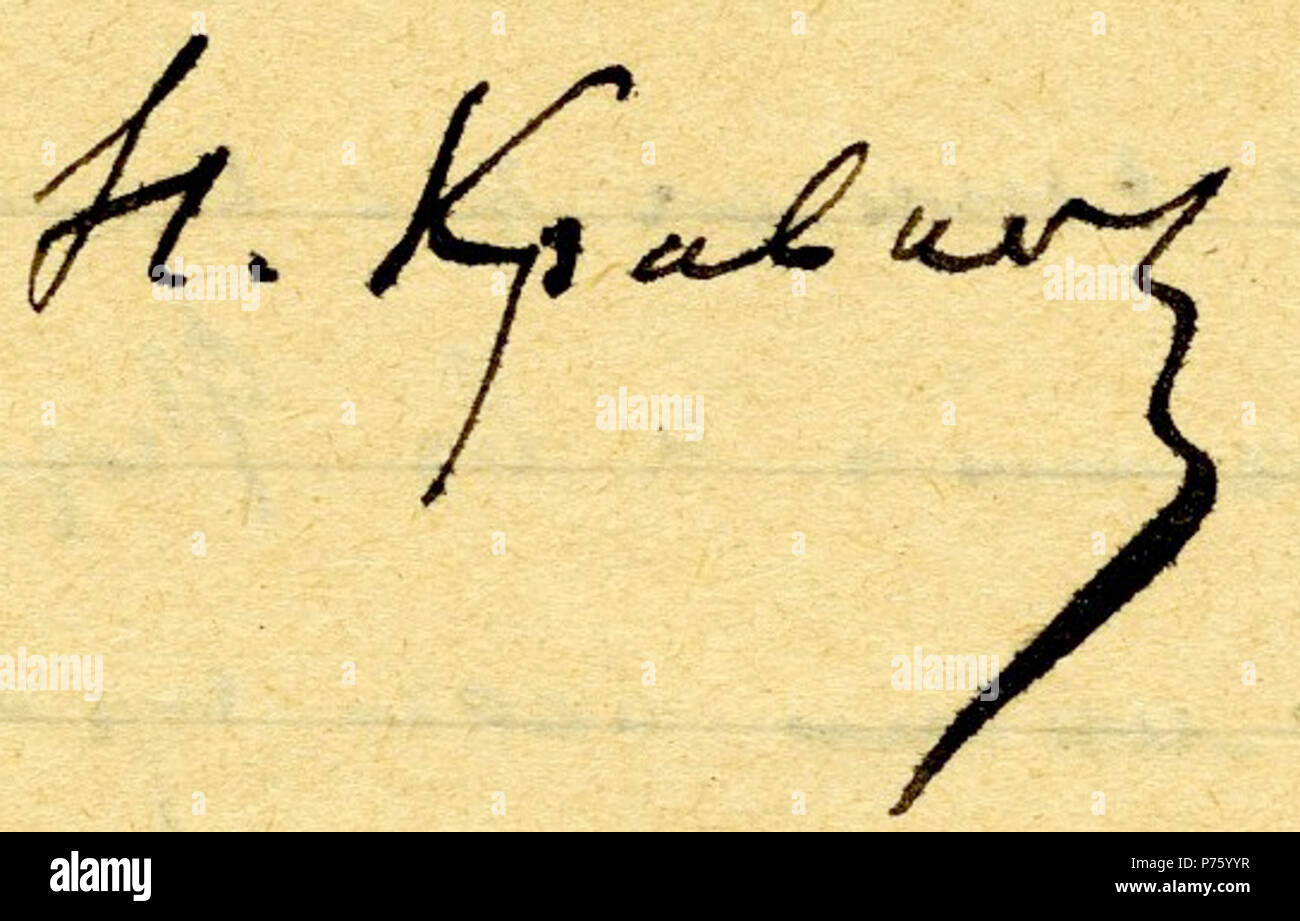 Cette image montre la signature de Nikolaï Kravkov. Nikolaï Pavlovitch Kravkov est un éminent pharmacologue russe, membre de l'Académie médicale militaire impériale, Membre correspondant de l'Académie russe des sciences, l'un des premiers lauréats du Prix Lénine. Avant 1924 170 Signature du Kravkov Nikolai Banque D'Images