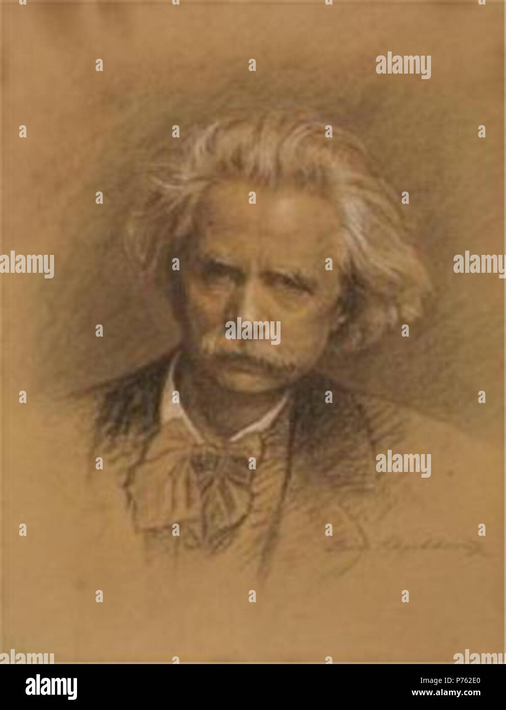 Anglais : Portrait d'Edvard Grieg, dessin de Leis Schjelderup . 189 Portrait d'Edvard Grieg, dessin de Leis Schjelderup Banque D'Images