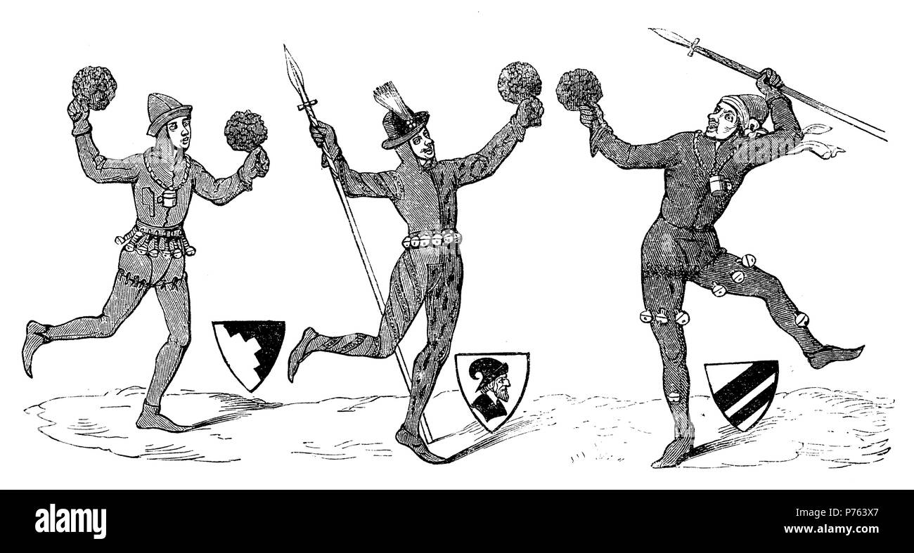 Schembart les danseurs. Après les dessins de la main de Nuremberg Germanisches Museum du XVI siècle., 1881 Banque D'Images