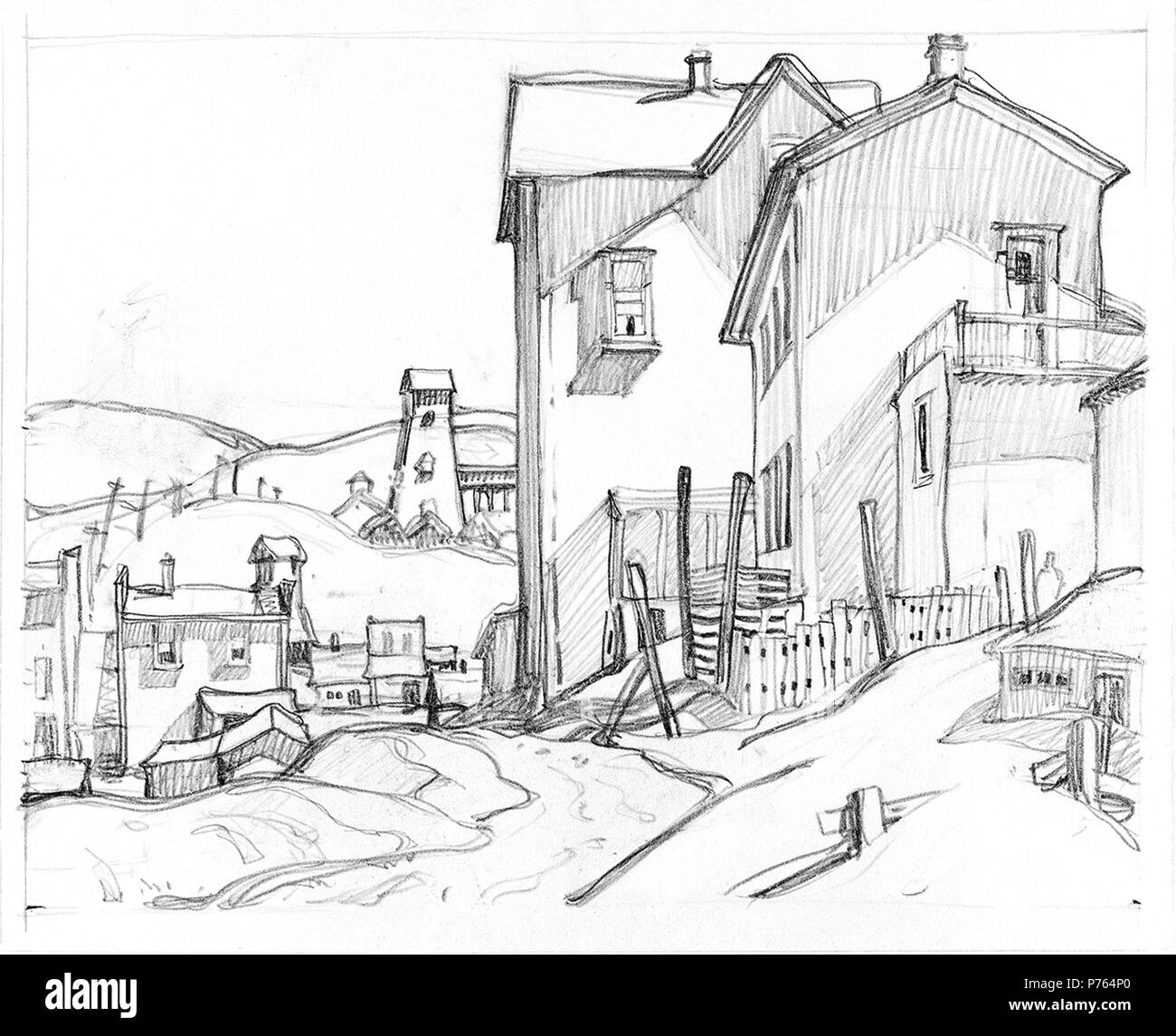 Anglais : Franklin Carmichael, sans titre, 1930, graphite sur papier, 28 x 21,7 cm . 19303 - untitled 1930 Franklin Carmichael Banque D'Images