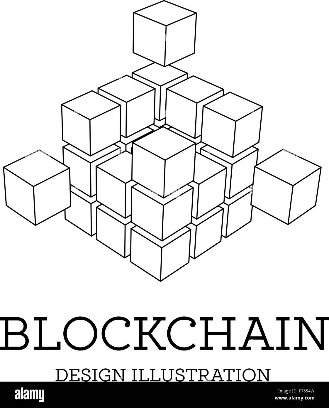 Blockchain vector illustration sous forme de cubes. La conception de la chaîne de bloc. Le concept de transfert de l'information Illustration de Vecteur