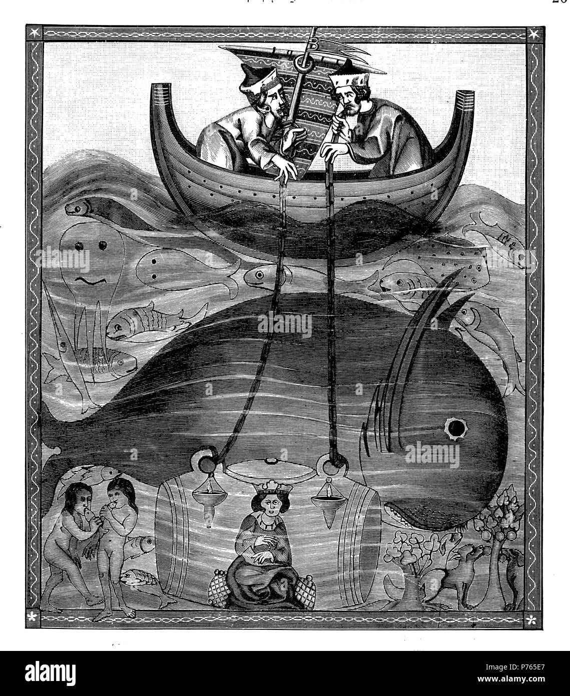 Les profondeurs de la mer après la présentation du Moyen-Âge. Après un manuscrit français du 13e siècle dans la bibliothèque à Bruxelles, 1902 Banque D'Images