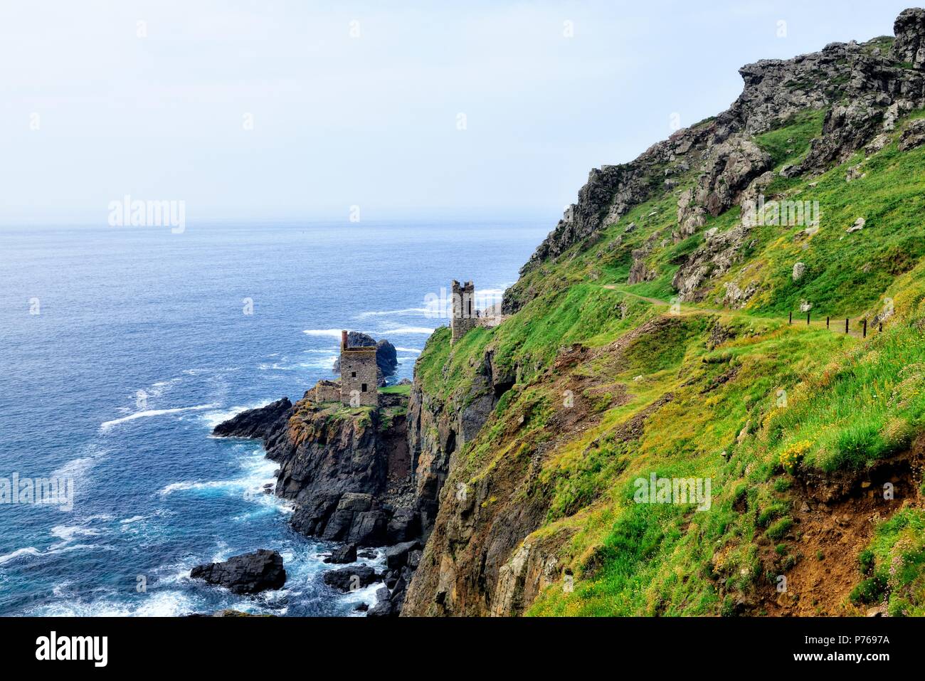 Le moteur, Botallack Couronnes maisons mines d'étain, Penwith, Cornwall, England UK Banque D'Images