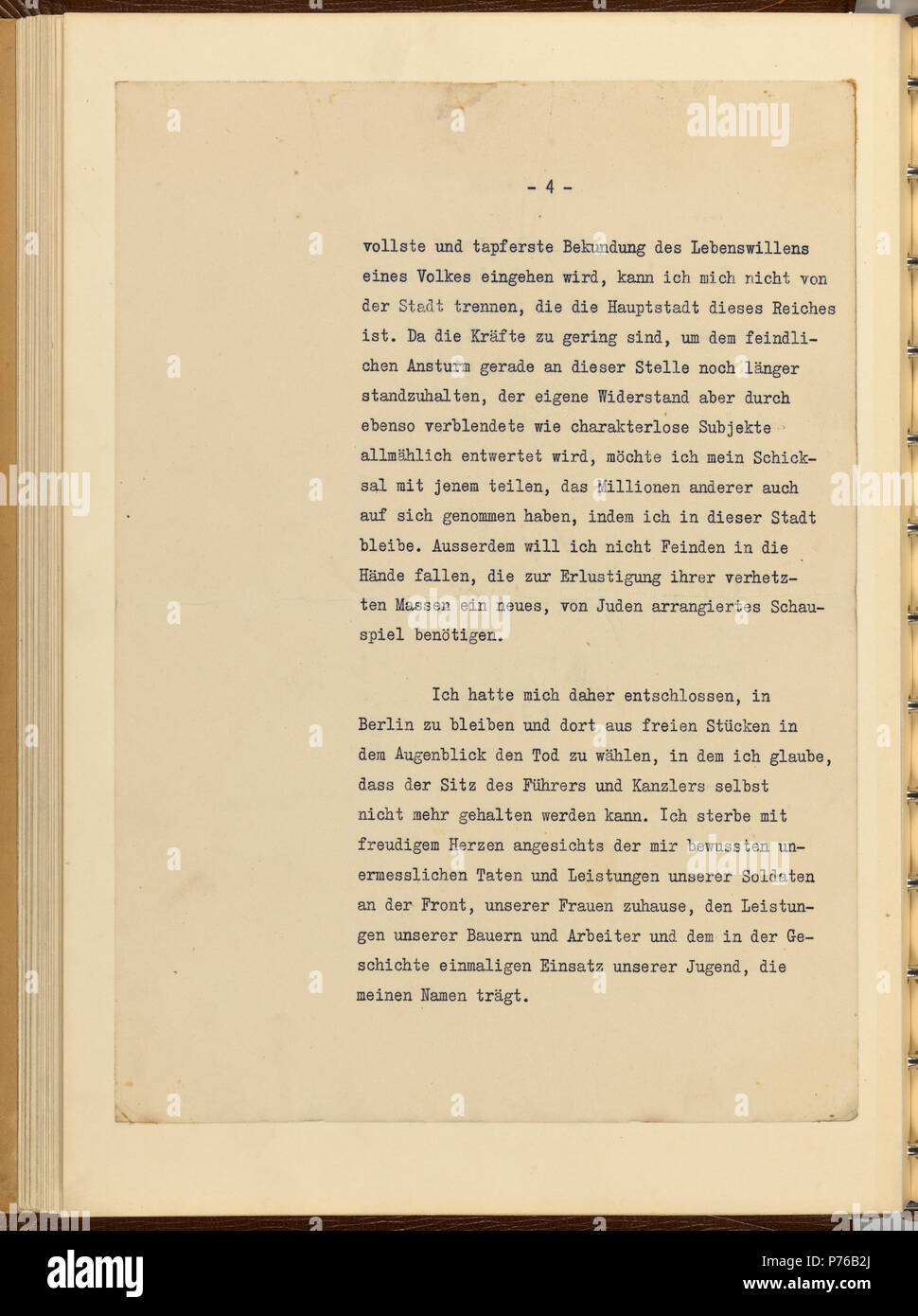 Anglais : Nom de fichier numérique : 003572009022 Numéro : 00357 redécouverte dernières volontés et testament politique d'Adolf Hitler, 1945 RG 242 éléments d'Hitler et d'une volonté politique personnelle d'Adolph Hitler Fort 2A . 29 avril 1945 40 testament politique d'Adolf Hitler 1945 page 4 Banque D'Images