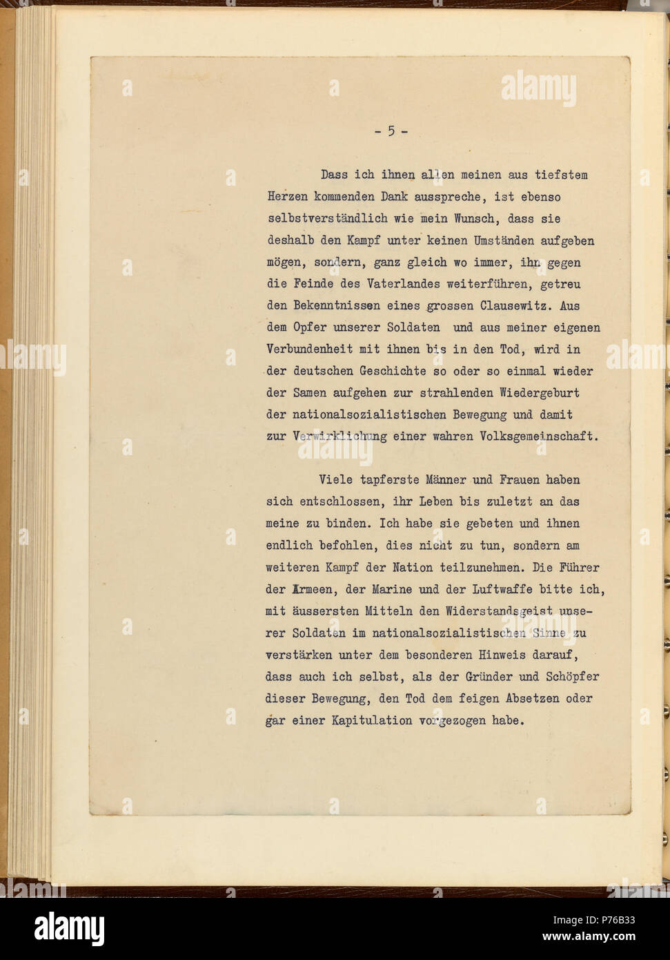 Anglais : Nom de fichier numérique : 003572009024 Numéro : 00357 redécouverte dernières volontés et testament politique d'Adolf Hitler, 1945 RG 242 éléments d'Hitler et d'une volonté politique personnelle d'Adolph Hitler Fort 2A . 29 avril 1945 40 testament politique d'Adolf Hitler 1945 page 5 Banque D'Images