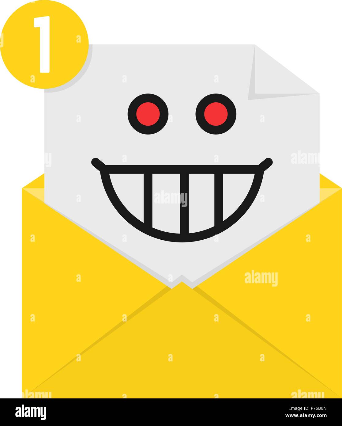 Emoji mad en jaune lettre notification Illustration de Vecteur