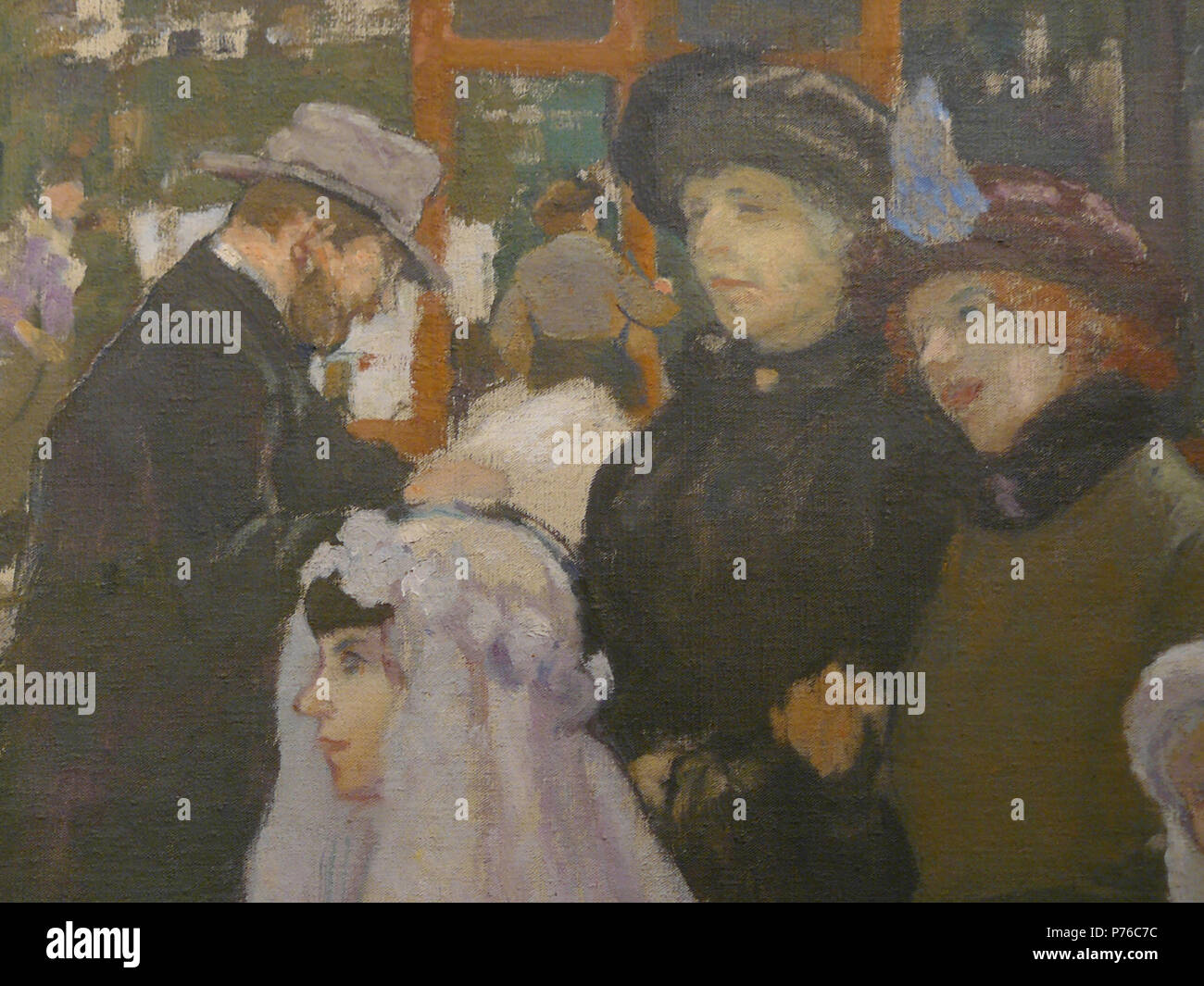 English : - détail 05 - Passants dans une rue de Paris - Les gens marcher dans la rue à Paris - Carnavalet . 19231 ADLER Jules,1923 - Printemps de Paris, Les Communiantes - Détail 05 Banque D'Images