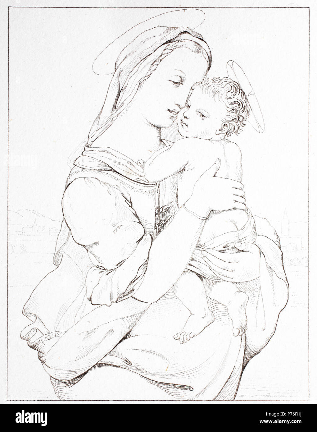 Madonna Marie et l'enfant Jésus Christ, numérique l'amélioration de la reproduction de l'original d'imprimer à partir de l'année 1881 Banque D'Images