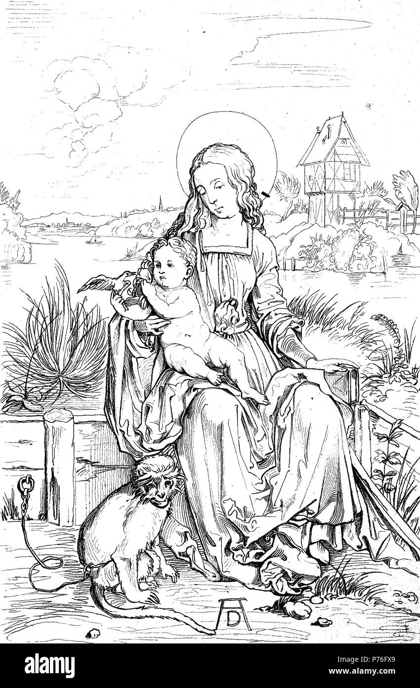 Marie avec l'enfant par Albrecht Dürer, numérique l'amélioration de la reproduction de l'original d'imprimer à partir de l'année 1881 Banque D'Images