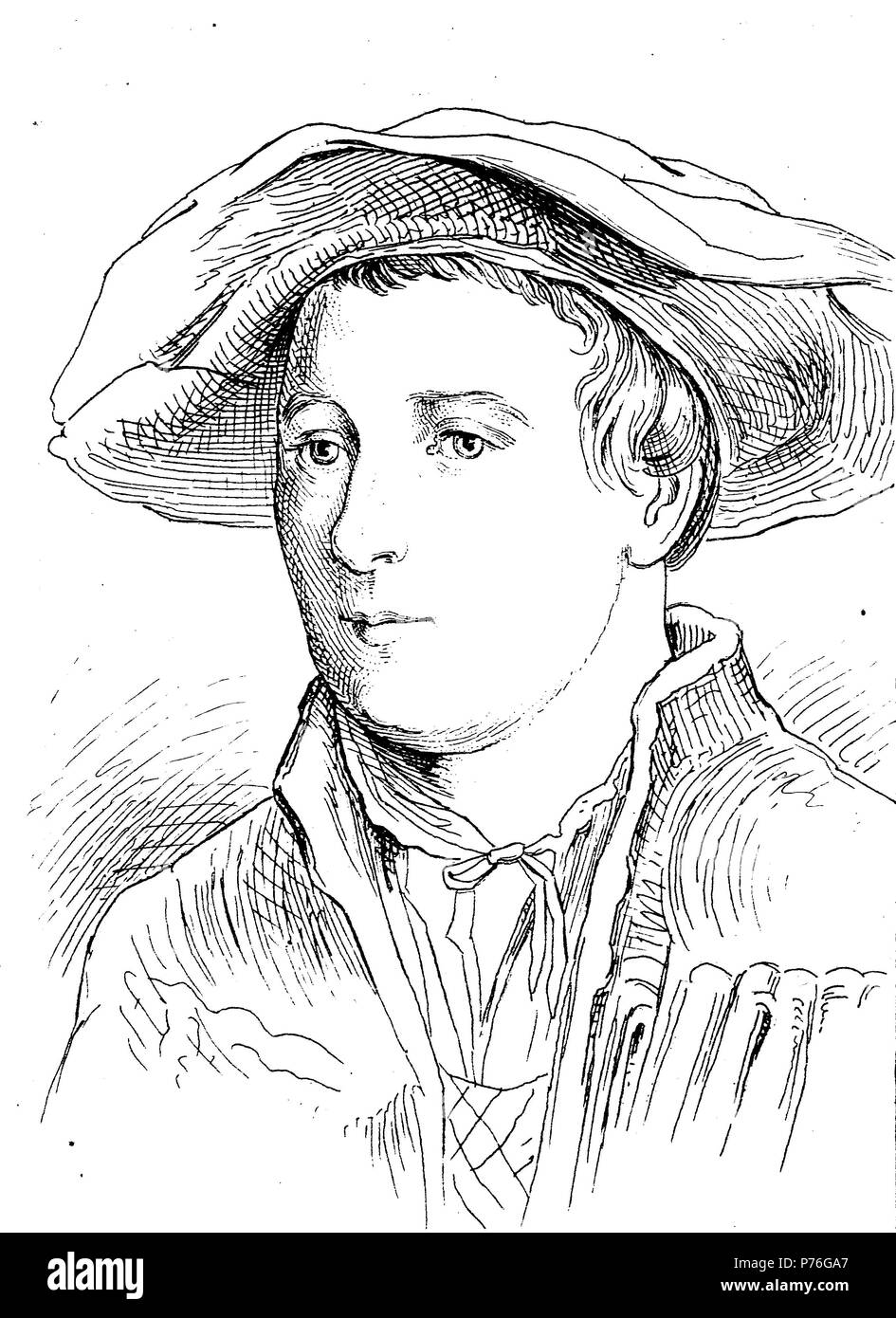 Hans Holbein le Jeune, Hans Holbein der Jüngere, un artiste allemand et graveur qui a travaillé dans un style Renaissance du Nord, l'amélioration numérique reproduction d'une estampe originale de l'année 1881 Banque D'Images