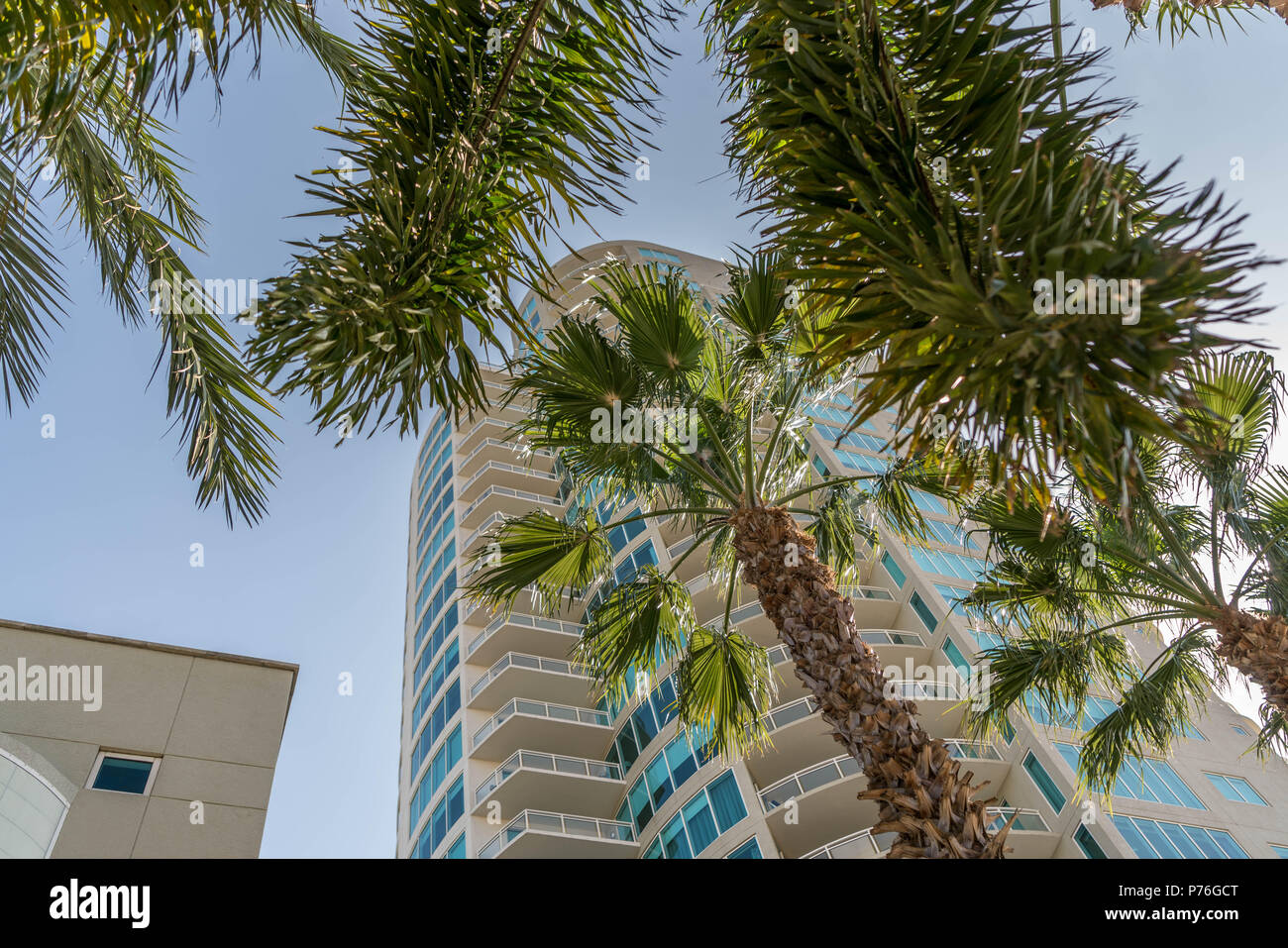 Les rues du centre-ville de Saint Petersburg en Floride. Banque D'Images