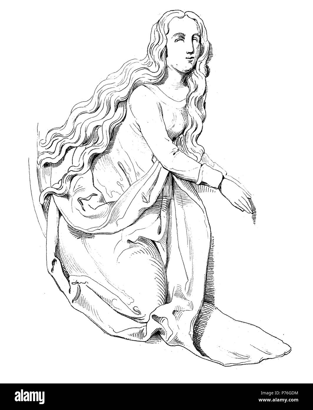 Statue de la Sainte Vierge Marie, faites par Veit Stoss, numérique l'amélioration de la reproduction de l'original d'imprimer à partir de l'année 1881 Banque D'Images