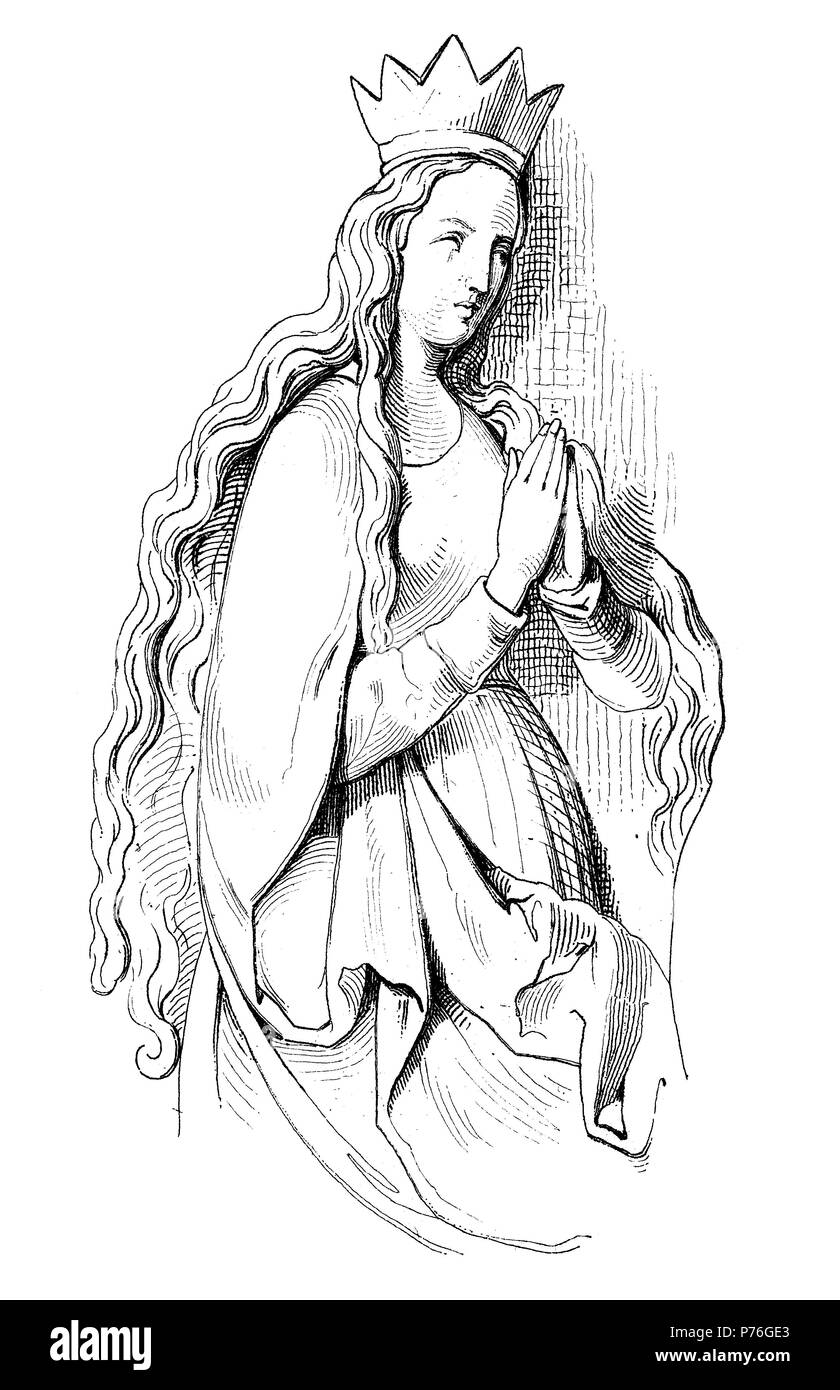 Statue de la Sainte Vierge Marie, faites par Veit Stoss, numérique l'amélioration de la reproduction de l'original d'imprimer à partir de l'année 1881 Banque D'Images
