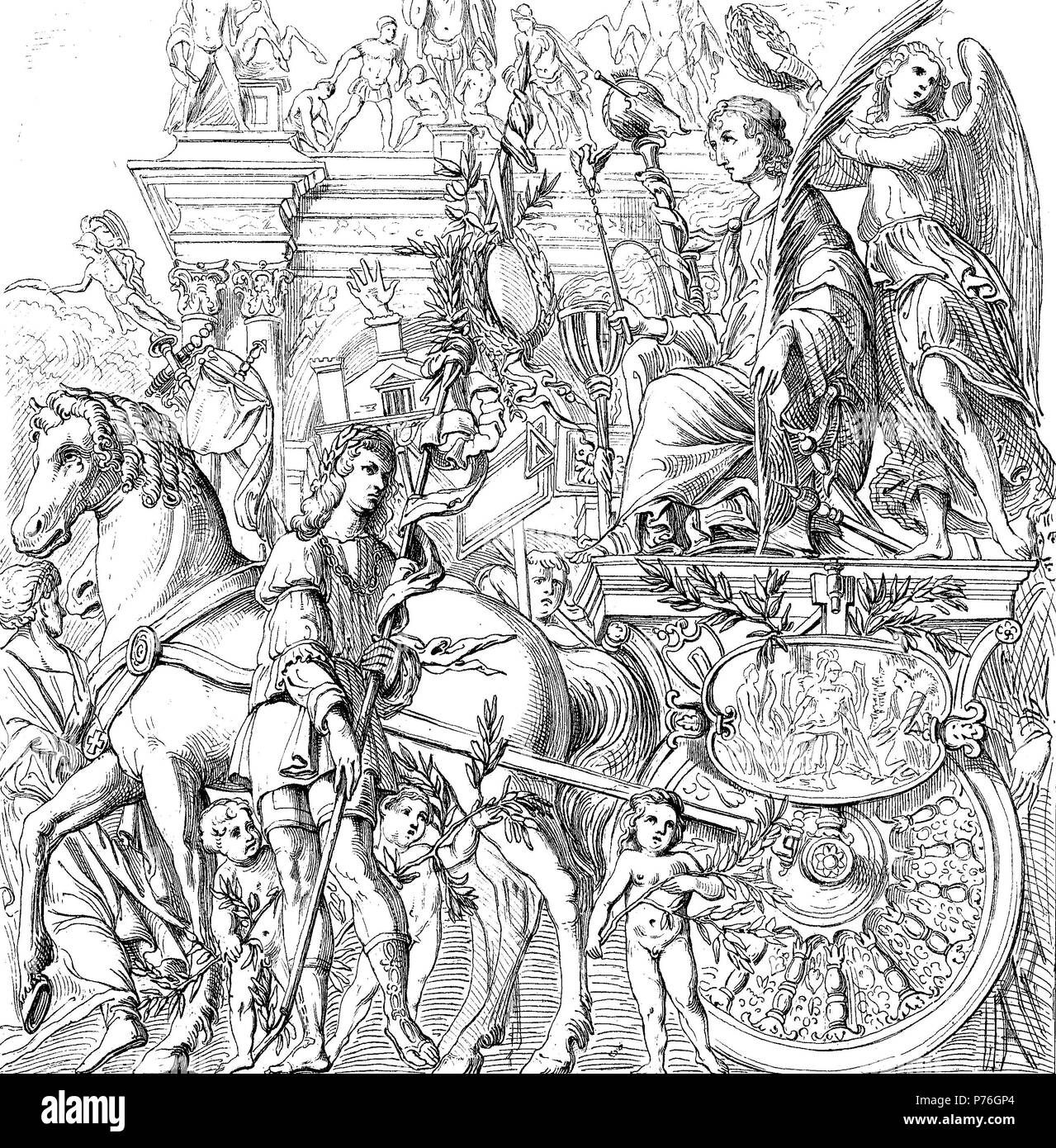 Détail du triomphe de Jules César par Andrea Mantegna, numérique l'amélioration de la reproduction de l'original d'imprimer à partir de l'année 1881 Banque D'Images