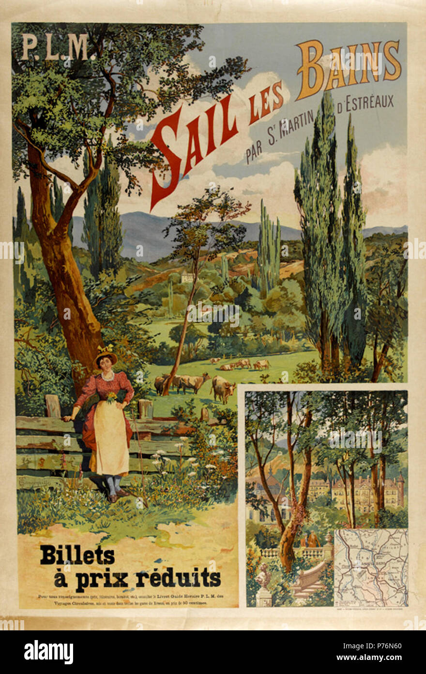 Deutsch : 'Sail les Bains'. Farblithografie, 112,5 x 78 cm . Tanconvilles par 1936220 Poster Sail-les-Bains Banque D'Images