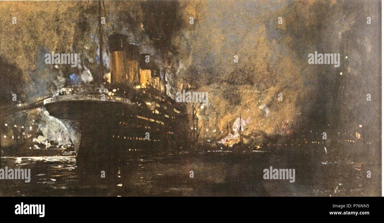 Peinture de Titanic lors de son aménagement. 1912 TitanicCharlesDixon 222 Banque D'Images