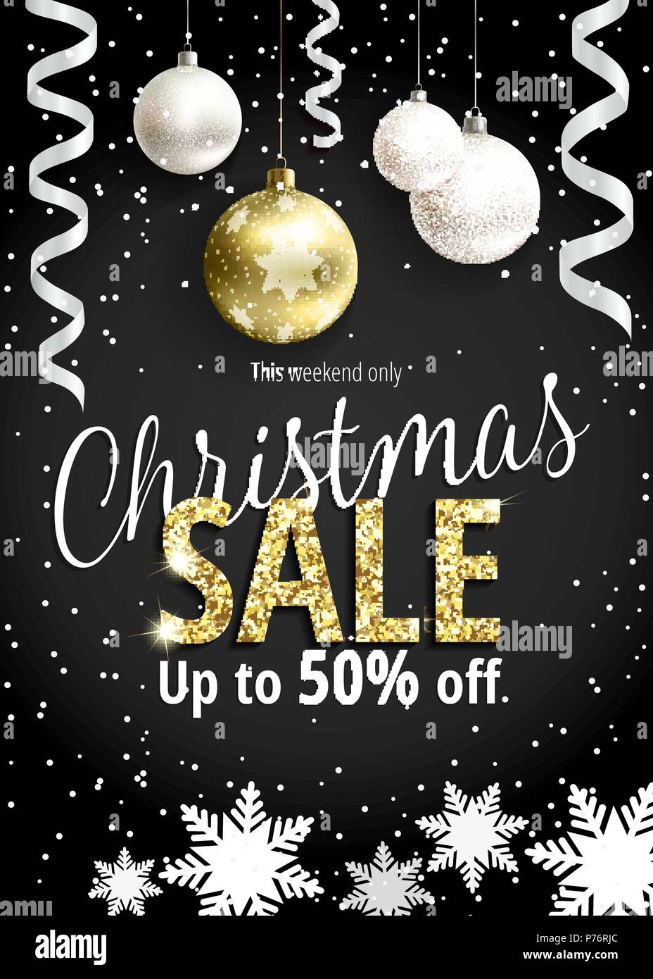La vente de Noël. Bandeau noir pour le web ou flyer. Illustration de Vecteur