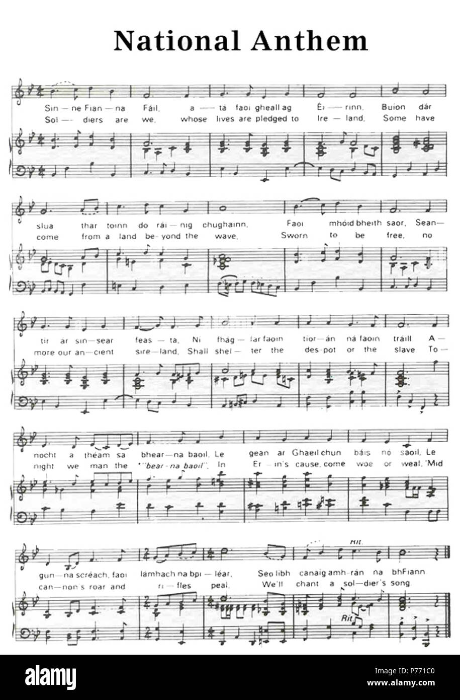 Anglais : Irish National Anthem sheet music . 31 Décembre 1967 1 Irish National Anthem Banque D'Images