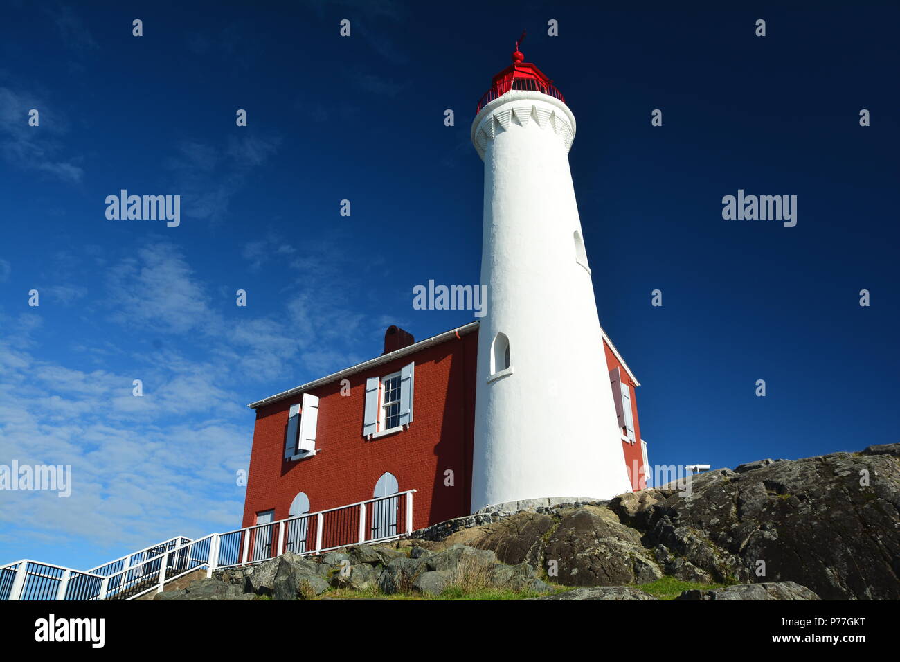 Phare de Fisgard, parc historique de fort Rodd Hill à Victoria, C.-B., Canada. Banque D'Images