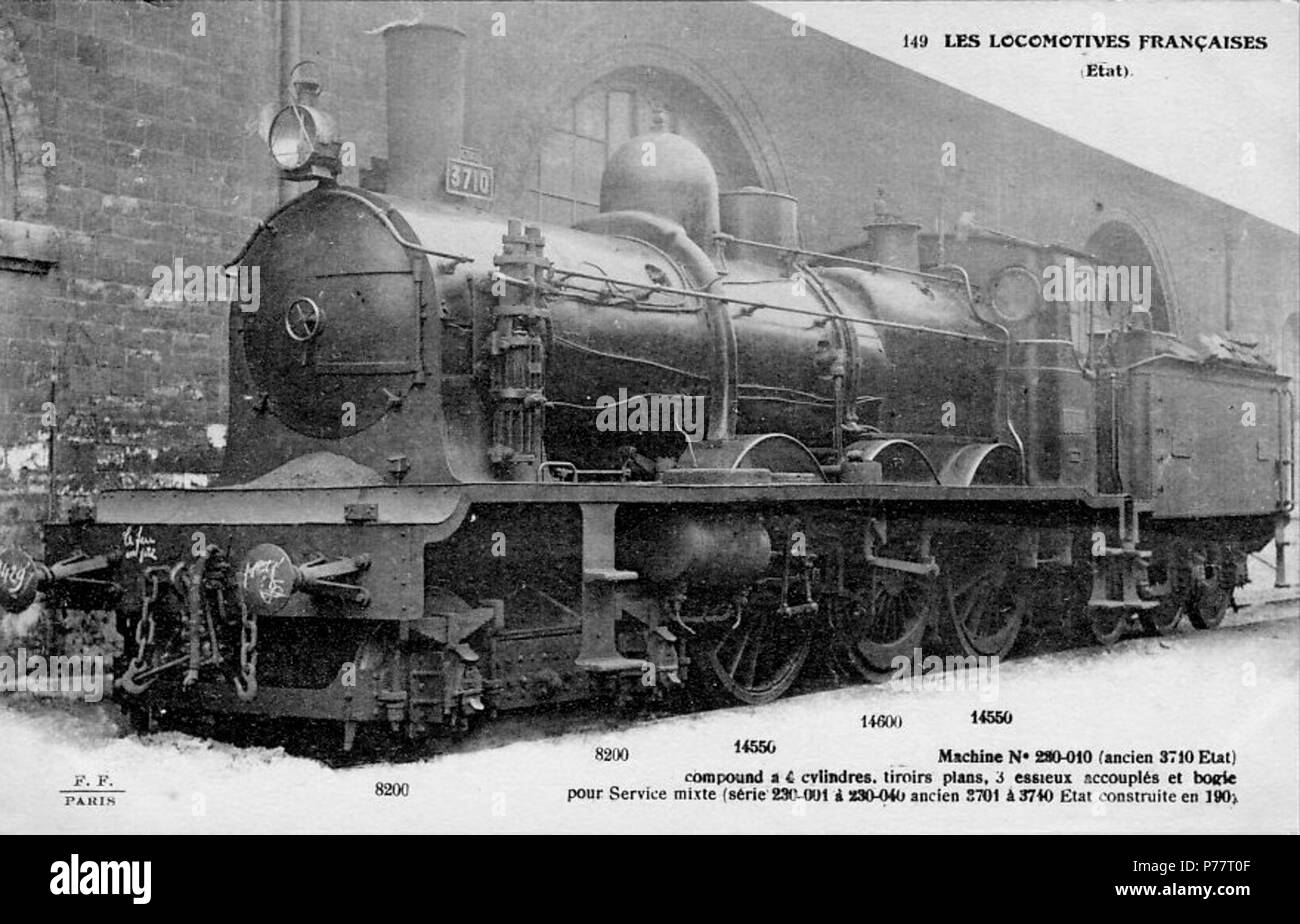 Anglais : vapeur 230 (4-6-0) de l'État français 'État' (3710 à 3755) de la classe 3701, future gare SNCF 230 B 1 à 55, 1903. vers 1903 31 Etat 2303710 Banque D'Images