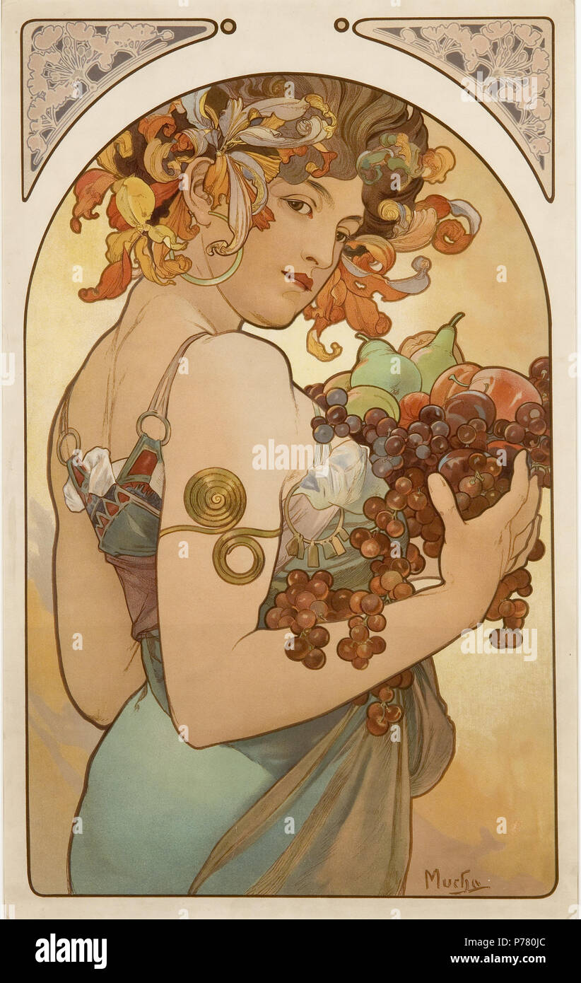 . 1897 fruits 3 Fruits2 Alfons Mucha - Banque D'Images