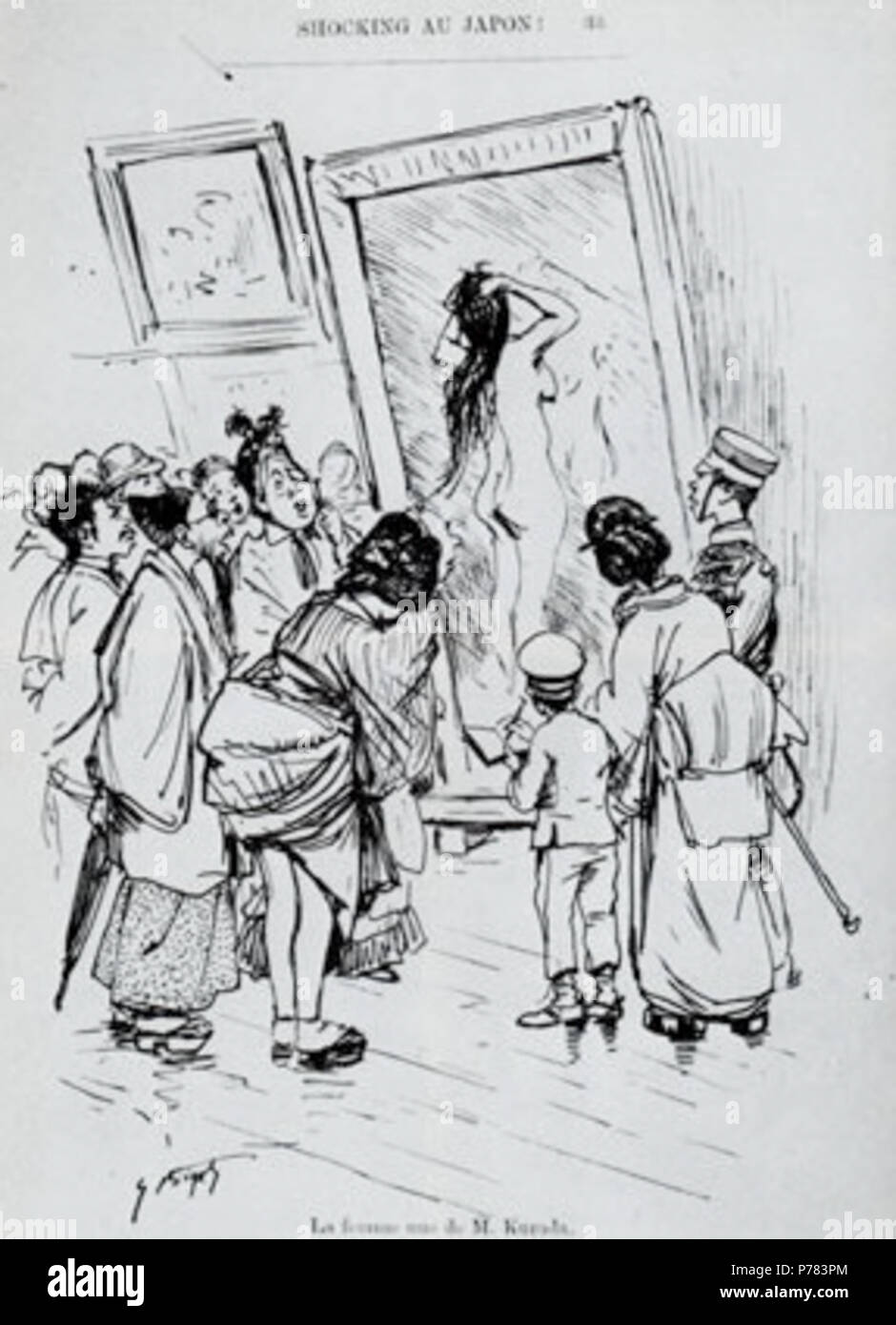 Anglais : La femme nue de M. Kuroda, par Georges Bigot, de choquant au Japon : révolution De de l'art dans l'empire du soleil levant, par Fernand Ganesco (1895) ; la réaction de Kuroda Seiki Toilette du matin . 1895 153 La femme nue de M. Kuroda par Georges Bigot Banque D'Images